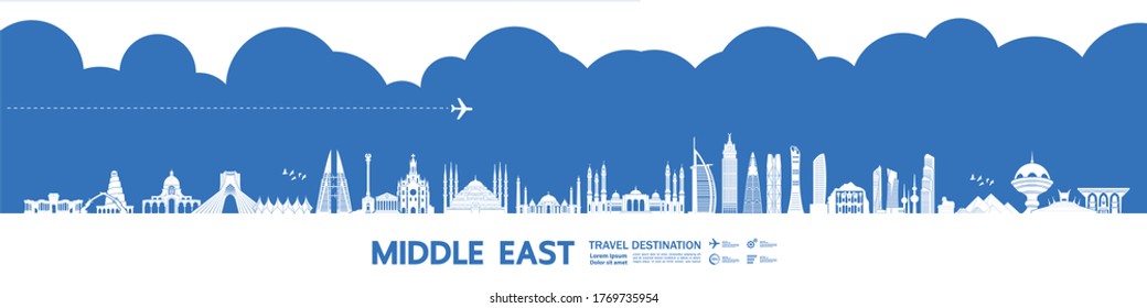 Middle East travel destination grand vector illustration. 