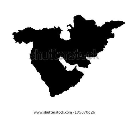 Middle east vector map set of states. high detailed silhouette illustration isolated on white background. Middle east countries collection illustration. Asia icon of middle east states.