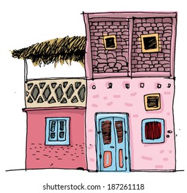 Middle East vintage facades - cartoon