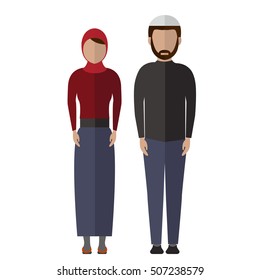 Middle Eastern, Arab couple People Icons vector.