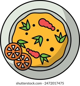 Middle Eastern Lentil soup vector color icon design, Pan-Asian cuisine symbol, Most Popular Dishes Sign,Casual eats stock illustration, Egyptian lentil soup with lime and herbs Concept