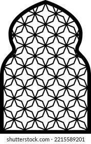 Middle eastern line pattern in arabic window shape