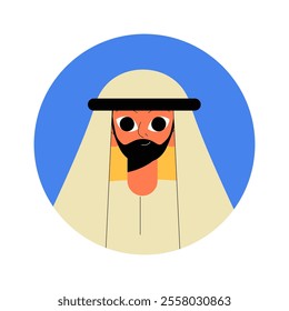 Middle Eastern Man Avatar In Flat Vector Illustration Symbolizing Cultural Identity And Traditional Dress, Isolated On White Background