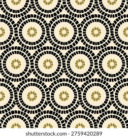 Middle eastern mosaic tiles motif seamless pattern, geometric circle textile background