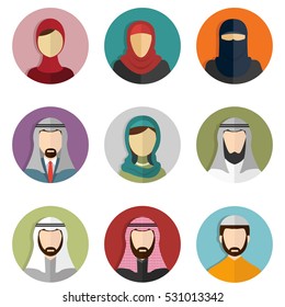 Middle Eastern, Muslim Avatar People Icons