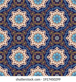 Middle eastern traditional damask ornament, seamless pattern, vector