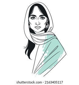 Middle eastern woman. Vector hand drawn illustration