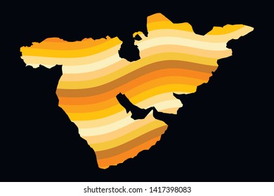 Middle Eeast colorful vector map silhouette