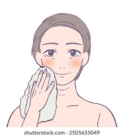 Middle female upper body with good complexion, Beauty Illustration
