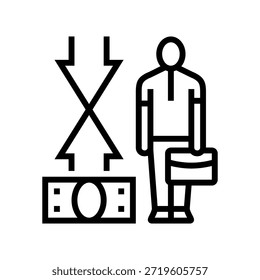 Icono de línea de clase financiera media. Vector de clase financiera media. Ilustración negra de contorno aislado