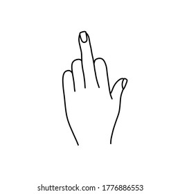 middle finger doodle icon, vector illustration