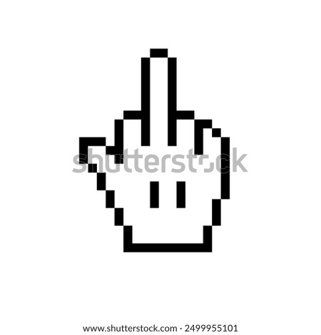 Middle finger gesture pixel icon isolated. Computer interface style design element. Vector graphic.