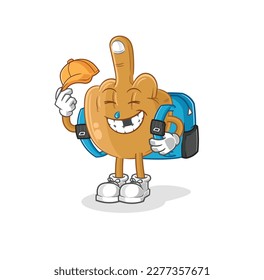 the middle finger goes to school vector. cartoon character