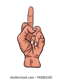 middle finger hand caucasian  vector  design isolated on white background
