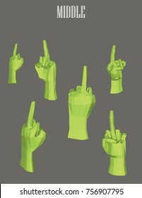 middle finger hand gesture 3d vector low poly illustration
