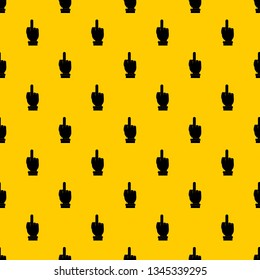 Middle finger hand sign pattern seamless vector repeat geometric yellow for any design