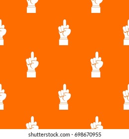 Middle finger hand sign pattern repeat seamless in orange color for any design. Vector geometric illustration