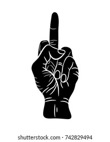 middle finger hand silhouette vector  design isolated on white background