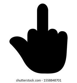 Middle Finger Icon Design. Middle Finger Icon In Trendy Silhouette Style Design. Vector Illustration.