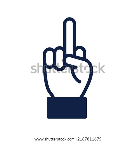 Middle finger icon. Middle finger hand gesture sign isolated on white background for social media, web and app design. Vector illustration