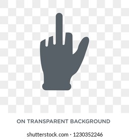 Middle finger icon. Trendy flat vector Middle finger icon on transparent background from Hands and guestures collection. 