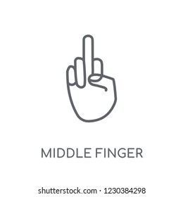 Middle finger linear icon. Modern outline Middle finger logo concept on white background from Hands collection. Suitable for use on web apps, mobile apps and print media.