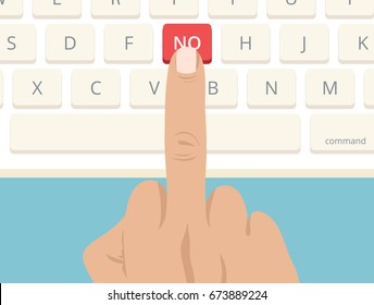 Middle finger pressing no key on computer keyboard