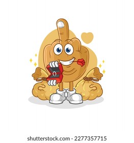 der Mittelfinger mit Ring vorschlägt. Cartoon-Maskottvektor