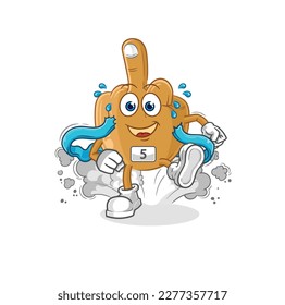 the middle finger runner character. cartoon mascot vector