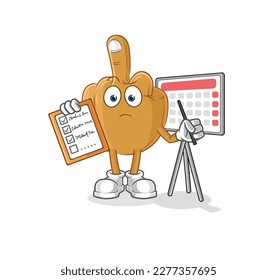 el vector de lista de programación de dedos medio. personaje de caricatura