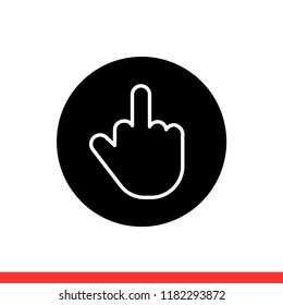 Middle finger vector icon, fuck symbol. Simple, flat design for web or mobile app