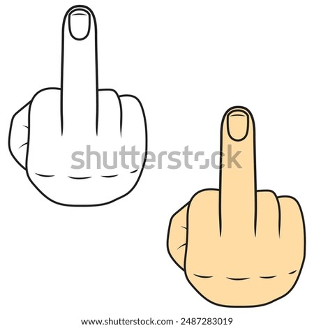 Middle finger vector illustration. Finger line art