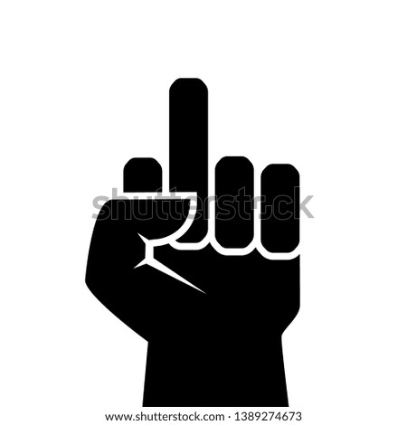Middle finger vector sign isolated on white background