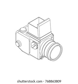 Middle Format Analog Camera VOL.04 - Vector flat 3D isometric Illustration for modern minimal design