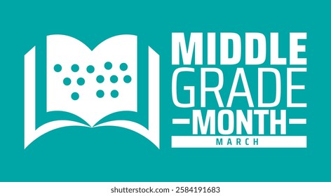 Middle Grade March background banner or poster design template. observed every year in March. Holiday concept. Use to any Template, card, poster, placard, template.