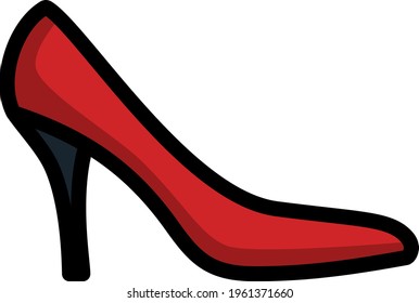 Middle Heel Shoe Icon. Editable Bold Outline With Color Fill Design. Vector Illustration.