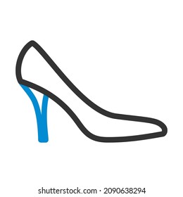 Middle Heel Shoe Icon. Editable Bold Outline With Color Fill Design. Vector Illustration.