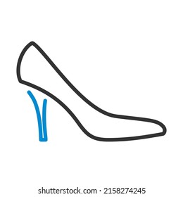 Icono de zapato de tacón central. Contorno de negrita editable con diseño de relleno de color. Ilustración vectorial.