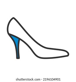 Middle Heel Shoe Icon. Editable Bold Outline With Color Fill Design. Vector Illustration.