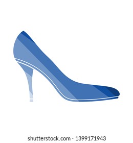 Icono de zapato de tacón central. Diseño de la escalera de color plana. Ilustración vectorial.