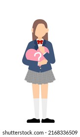 Middle and high school girls with hearts that show the gender of their hearts about their gender identity, Questioning (LGBTQ+)