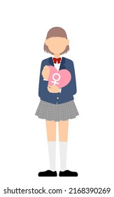 Middle and high school girls with hearts that indicate the gender of their heart regarding gender identity, cisgender