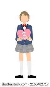 Middle and high school girls who have a heart that indicates the gender of their heart regarding their gender identity, transgender (LGBTQ+)