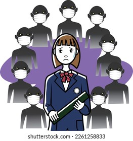 Estudiantes de secundaria y medio luchando con máscaras