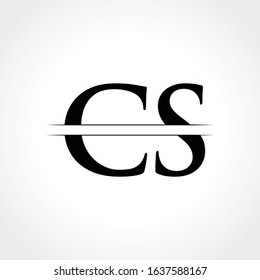 Middle Line CS Letter Logo With Creative Modern Business Typography Vector Template. Creative Abstract Letter CS Logo Design