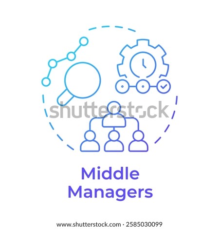 Middle managers blue gradient concept icon. Bridge between top and frontline in organization. Corporate role. Round shape line illustration. Abstract idea. Graphic design. Easy to use in booklet