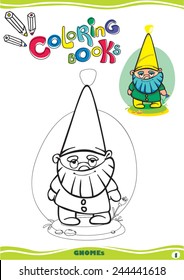 in the middle on a white background depicts a black outline happy cartoon dwarf for graffiti color