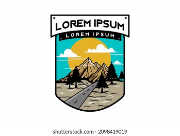 Middle road and mountain illustration design