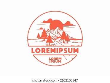 Diseño de la carretera media y la ilustración de la montaña