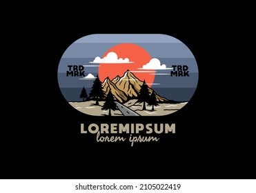 Middle road and mountain illustration design